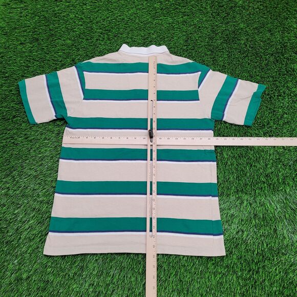 Vintage 80s MOD Polo Shirt Medium 19x25 Striped Two-Tone - Picture 5 of 11
